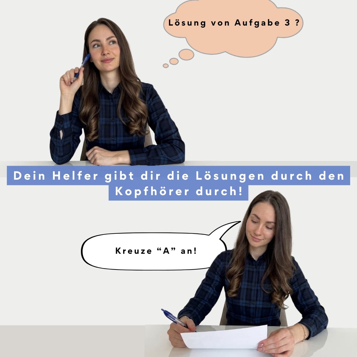Dein Helfer gibt dir die Lösungen direkt durch den Kopfhörer