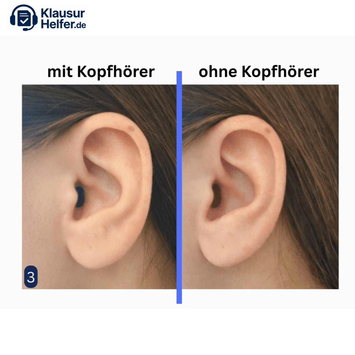 Ohr mit Kopfhörer vs. ohne — kein Unterschied erkennbar