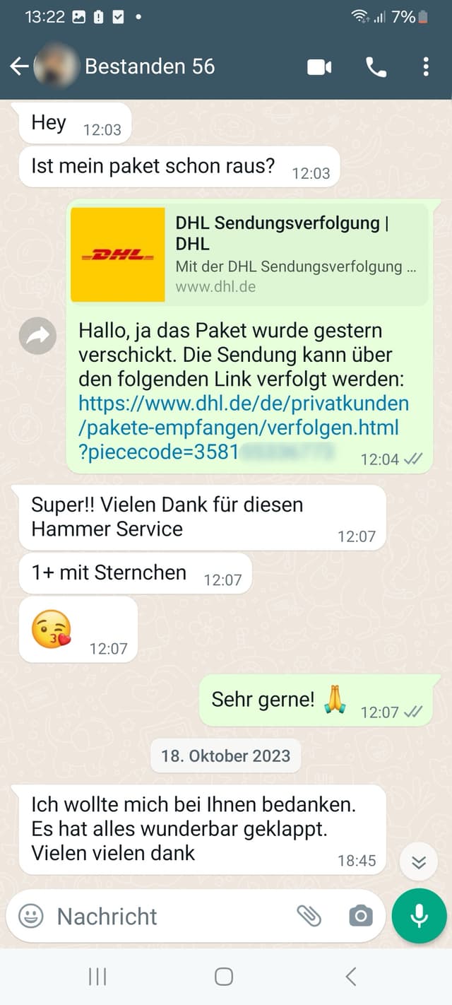 WhatsApp-Feedback Kundenstimme 1