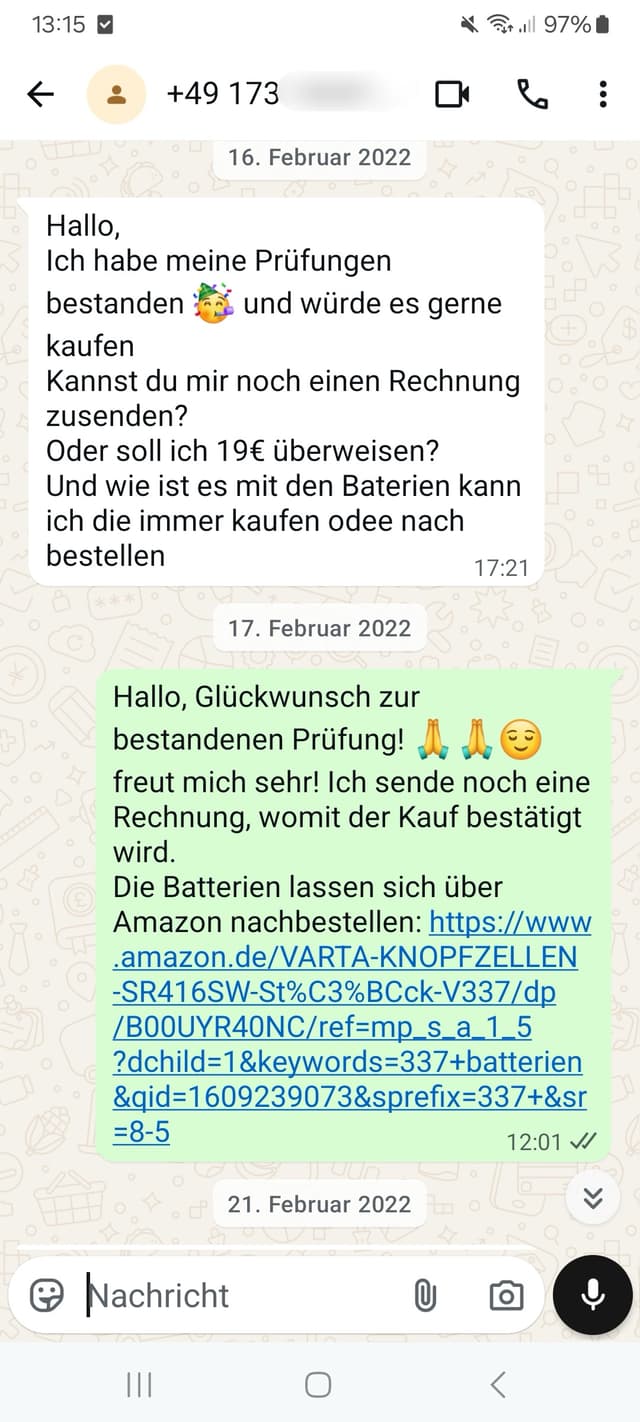 WhatsApp-Feedback Kundenstimme 7