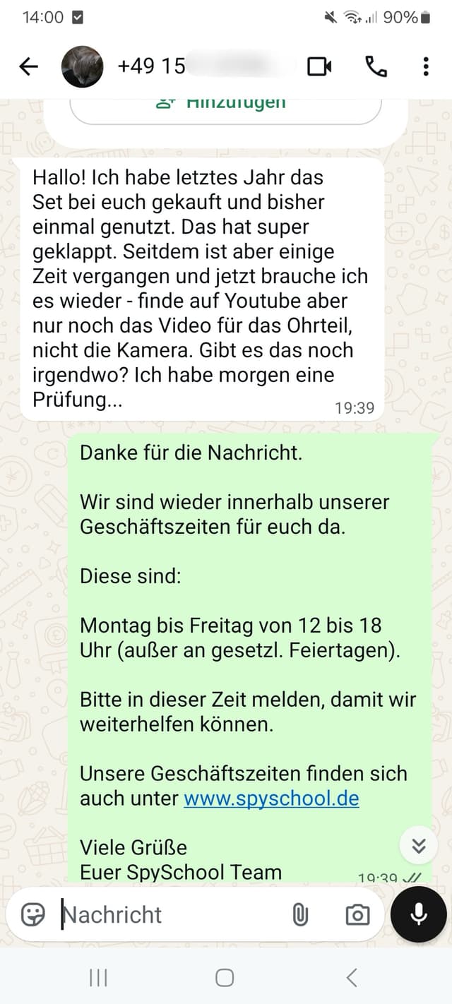 WhatsApp-Feedback Kundenstimme 20