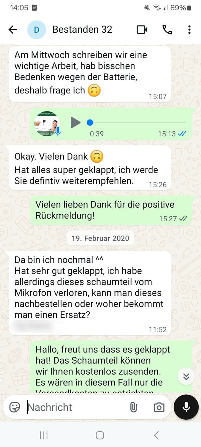 WhatsApp-Feedback Kundenstimme 22