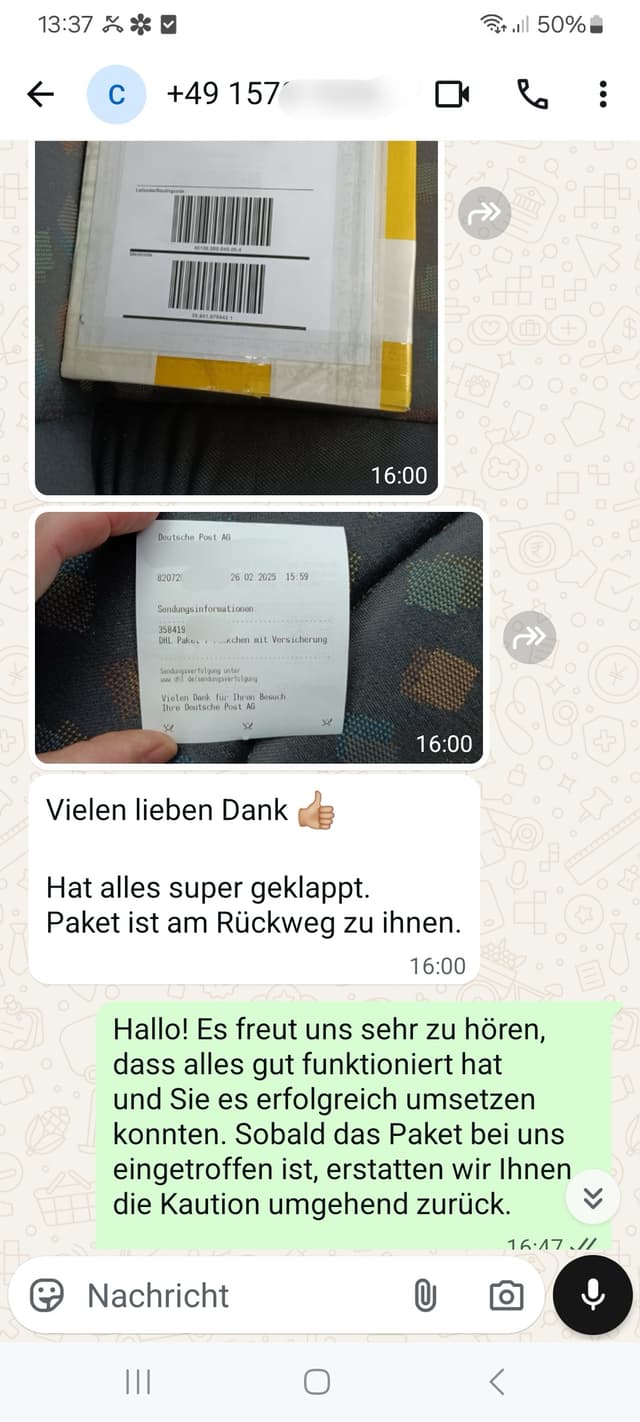 WhatsApp-Feedback Kundenstimme 50