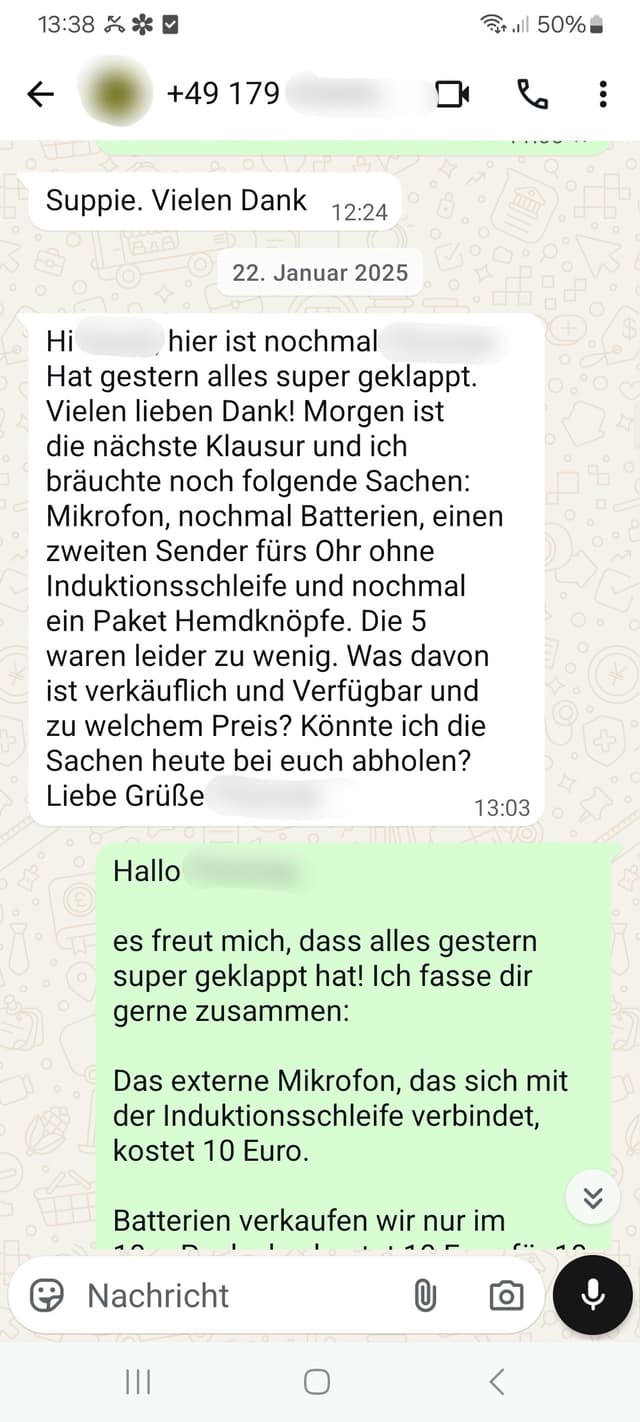 WhatsApp-Feedback Kundenstimme 51
