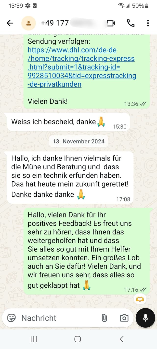 WhatsApp-Feedback Kundenstimme 52