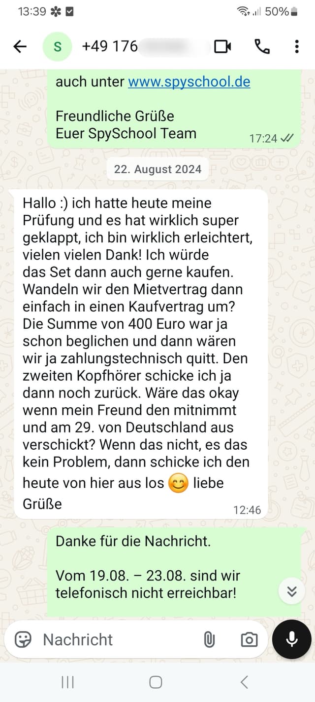 WhatsApp-Feedback Kundenstimme 53