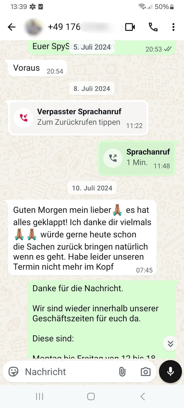 WhatsApp-Feedback Kundenstimme 54