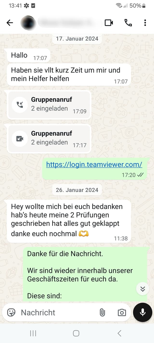 WhatsApp-Feedback Kundenstimme 55