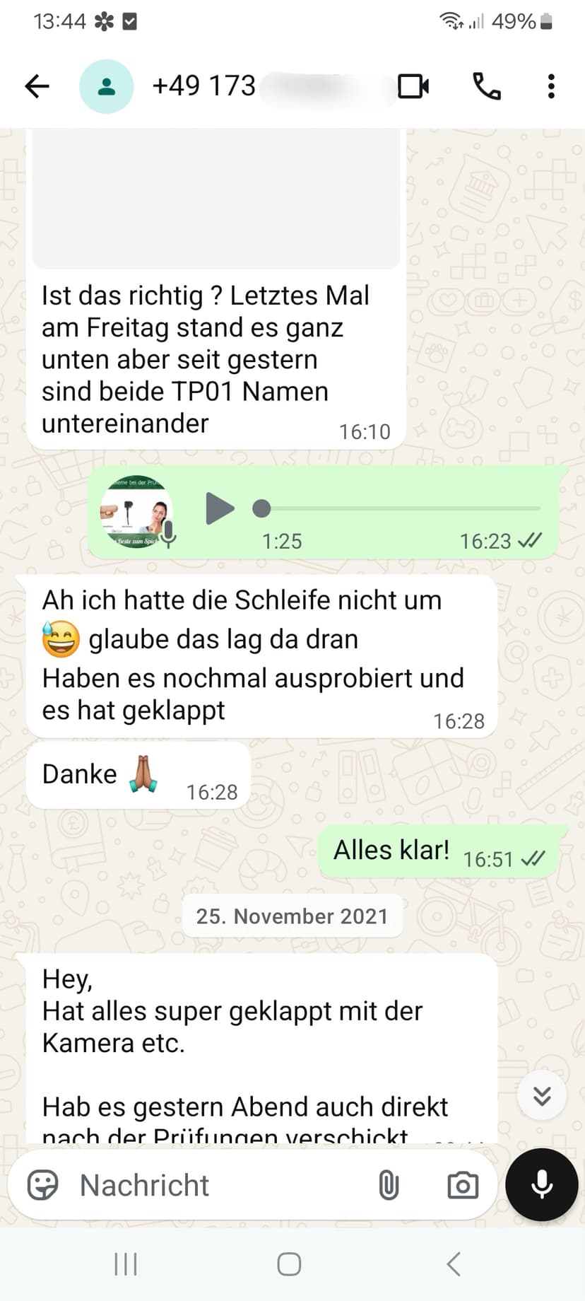 WhatsApp-Feedback Kundenstimme 58 — echte, unbearbeitete Nachricht