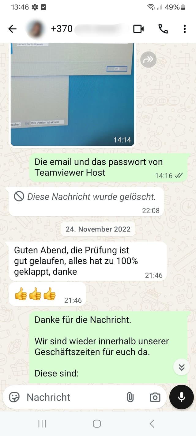 WhatsApp-Feedback Kundenstimme 60