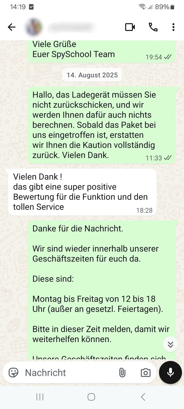 WhatsApp-Feedback Kundenstimme 62