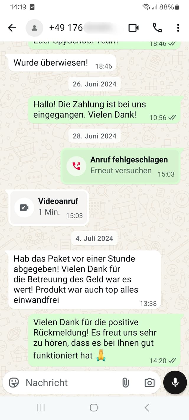 WhatsApp-Feedback Kundenstimme 63