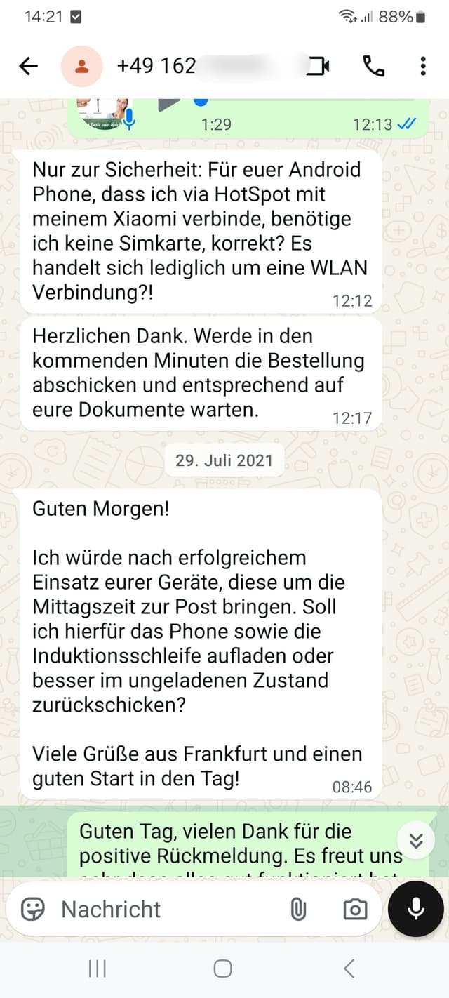 WhatsApp-Feedback Kundenstimme 64