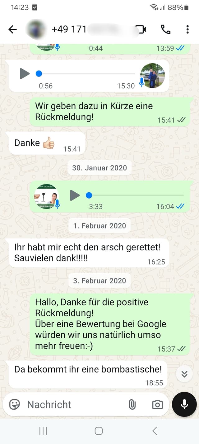 WhatsApp-Feedback Kundenstimme 65