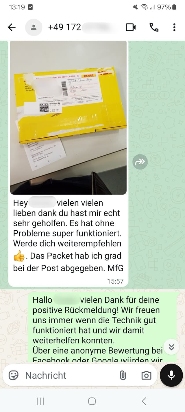 WhatsApp-Feedback Kundenstimme 74